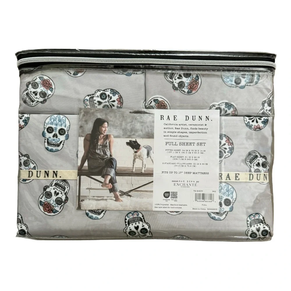 Rae Dunn Full Sheet Set Sugar Skull Day‎ of the Dead Halloween